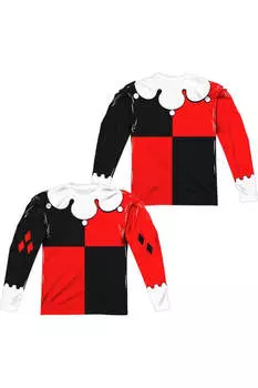 Костюм Бэтмена Квинна (принт спереди/сзади) с длинным рукавом, футболка для взрослых из полиэстера Gildan, белый