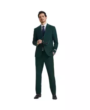 Костюм Big & Tall Hybrid-Fit из 3 предметов: пиджак, жилет и брюки с вырезом лацкана Stacy Adams, зеленый
