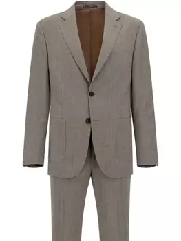 Костюм Boggi Milano с микроузором из чистой шерсти, коричневый