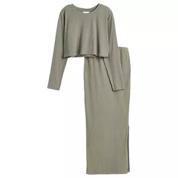 Костюм для беременных H&amp;M Ribbed, 2 предмета, светло-зеленый хаки