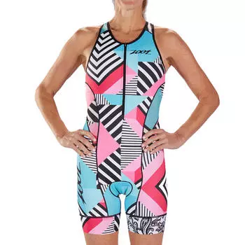 Костюм для триатлона Дизайн гоночного костюма для триатлона Cali ZOOT, бирюзово-синий/пастельный пурпурный/черный