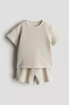 Костюм-Двойка из хлопка с вафельной структурой H&M, бежевый