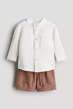 Костюм-Двойка из хлопкового муслина H&M, коричневый