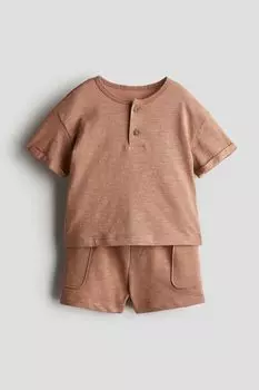 Костюм-Двойка из хлопкового трикотажа H&M, коричневый