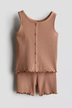 Костюм-Двойка из хлопкового трикотажа H&M, коричневый