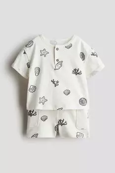 Костюм-Двойка из хлопкового трикотажа H&M, белый