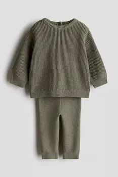 Костюм-Двойка из хлопкового трикотажа. H&M, хаки