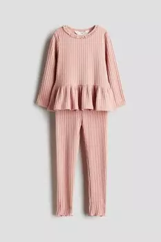 Костюм-Двойка из трикотажа в рубчик H&M, розовый