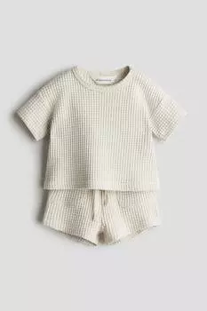 Костюм-Двойка из вафельного хлопка H&M, бежевый