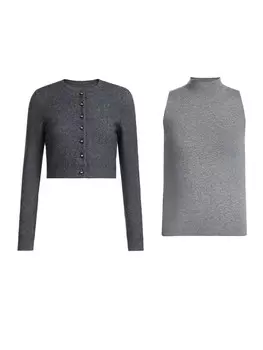 Костюм-двойка Ochirly бархатный, серый