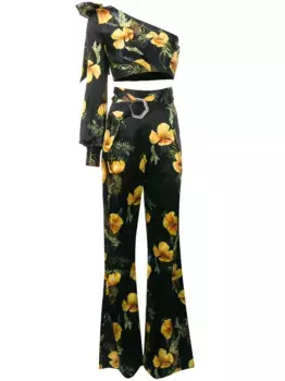 Костюм-двойка с цветочным принтом Philipp Plein, черный