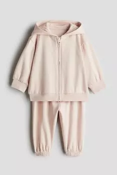 Костюм двойка с курткой худи и спортивными брюками H&M, розовый