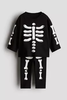 Костюм-Двойка с мотивным принтом H&M, черный