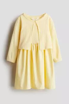 Костюм-Двойка с платьем и кардиганом H&M, желтый