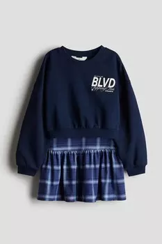 Костюм двойка состоящий из толстовки и юбки H&M, синий