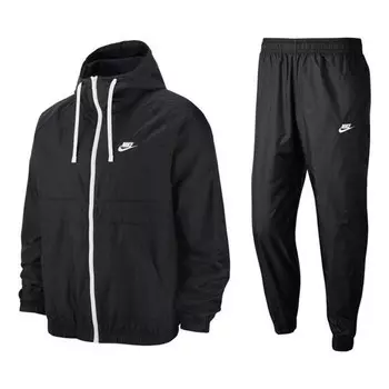 Костюм embroidered logo solid color sports suit black Nike, черный
