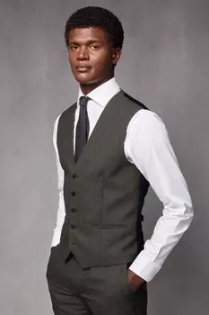 Костюм из фактурной шерсти: жилет Next, зеленый