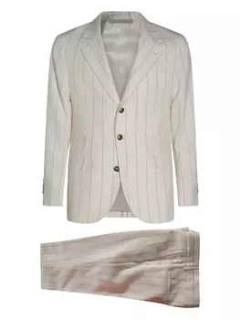 Костюм из смеси льна и хлопка Brunello Cucinelli, белый