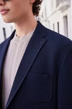 Костюм из ткани приталенного кроя: куртка Next, синий