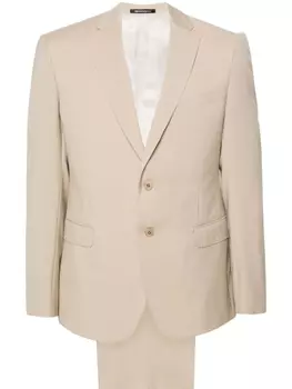 Костюм из вирджинской шерсти с однобортным пиджаком Emporio Armani, бежевый