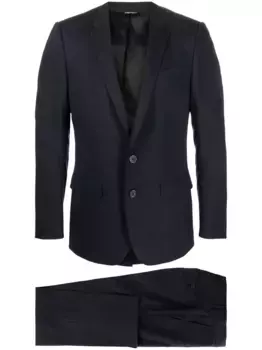 Костюм из вирджинской шерсти с однобортным пиджаком DOLCE & GABBANA, синий