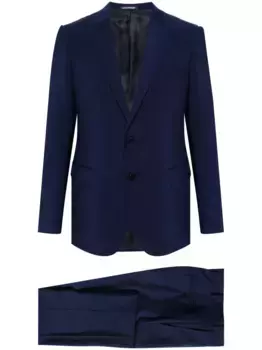 Костюм из вирджинской шерсти с однобортным пиджаком EMPORIO ARMANI, синий