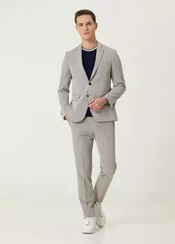 Костюм из жатого хлопка приталенного кроя Drop 6 Beymen Club, бежевый