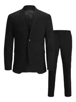 Костюм Jack & Jones "JPRCOSTA SUIT", очень узкий, с зазубренными лацканами, цвет Black Fit:Super Slim Fit