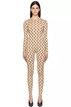 Костюм-комбинезон Moon из переработанного трикотажа Marine Serre, цвет tan