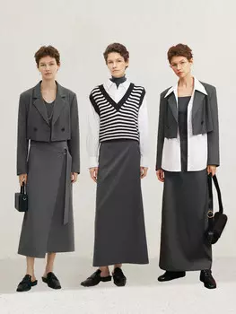 Костюм куртка/юбка Mai Meng для женщин, серый