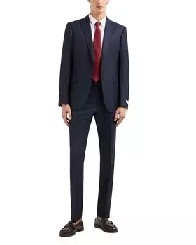 Костюм M Line Slim Fit с однобортной застежкой и лацканами "пик" из шерсти в ёлочку Emporio Armani, синий