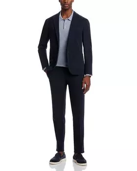 Костюм облегающего кроя из окрашенного в готовом виде хлопкового твила Boglioli, синий