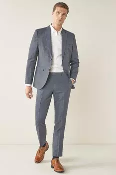 Костюм приталенного кроя из смесовой ткани и льна Joules, синий