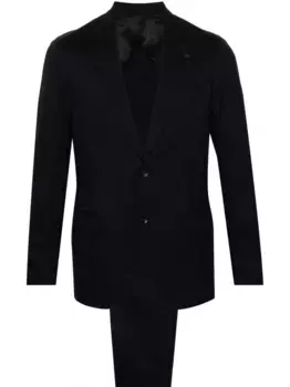 Костюм с однобортным пиджаком и брошью Lardini, синий