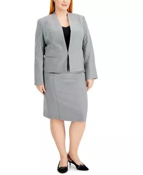 Костюм с юбкой-карандаш больших размеров Le Suit, черно-белый