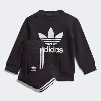 Костюм свитшот и брюки adidas Crew Sweatshirt, черный/белый