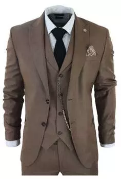 Костюм-тройка Джеймса TruClothing, коричневый
