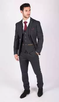 Костюм-тройка из твида Madrid Herringbone Navy Paul Andrew