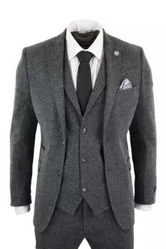 Костюм-тройка TruClothing твидовый, темно-серый
