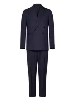 Костюм в тонкую полоску с двубортным пиджаком FRANZESE COLLECTION, синий