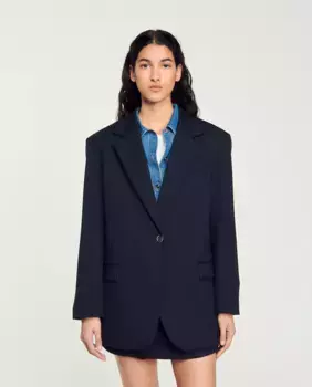 Костюм женский пиджак с застежкой на пуговицы Sandro, темно-синий