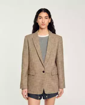 Костюм женский пиджак с застежкой на пуговицы Sandro, коричневый