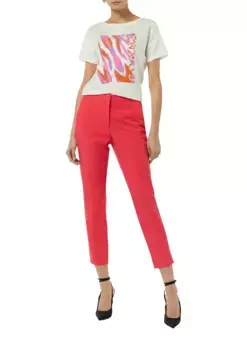 Костюмные брюки Comma со складками из вискозы, красный