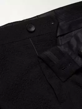 Костюмные брюки Daniel Tapered из смеси шерсти и жатого хлопка со складками MR P., черный