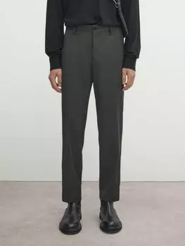 Костюмные брюки холодной шерсти Massimo Dutti, зеленый