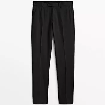 Костюмные брюки из биэластичной шерсти Massimo Dutti, черный