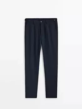 Костюмные брюки из хлопка и твила Massimo Dutti, темно-синий
