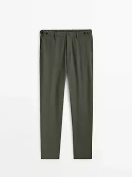 Костюмные брюки из хлопка и твила Massimo Dutti, зеленый
