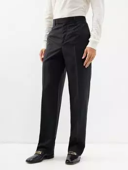 Костюмные брюки из шерстяной парусины с пряжкой medusa Versace, черный