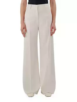 Костюмные брюки из смесовой шерсти Another Tomorrow, цвет parchment